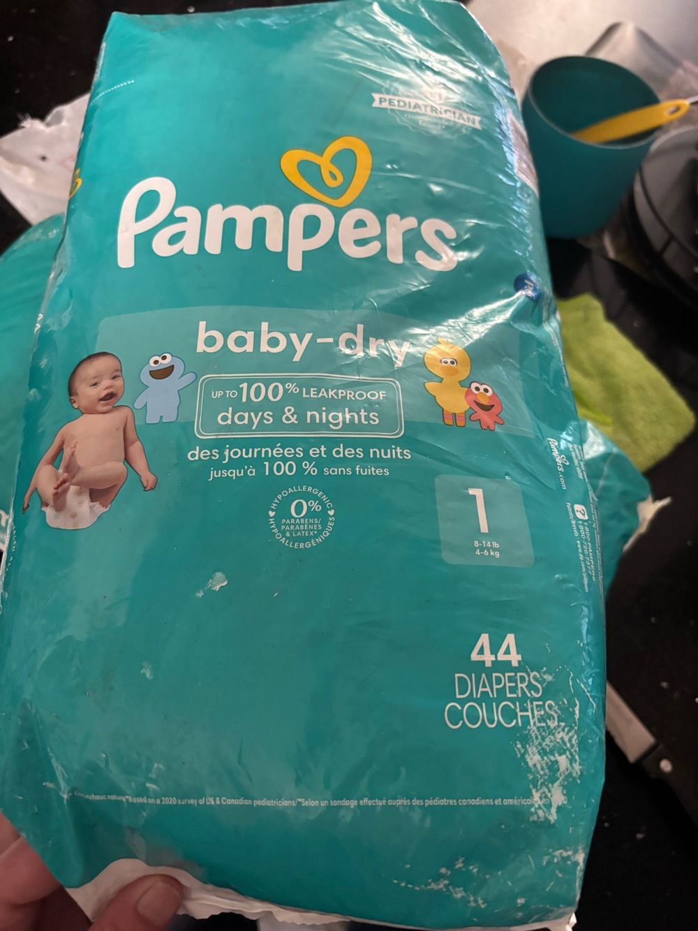 Baby-Dry Diapers Size 1 - Teal (44 Count)